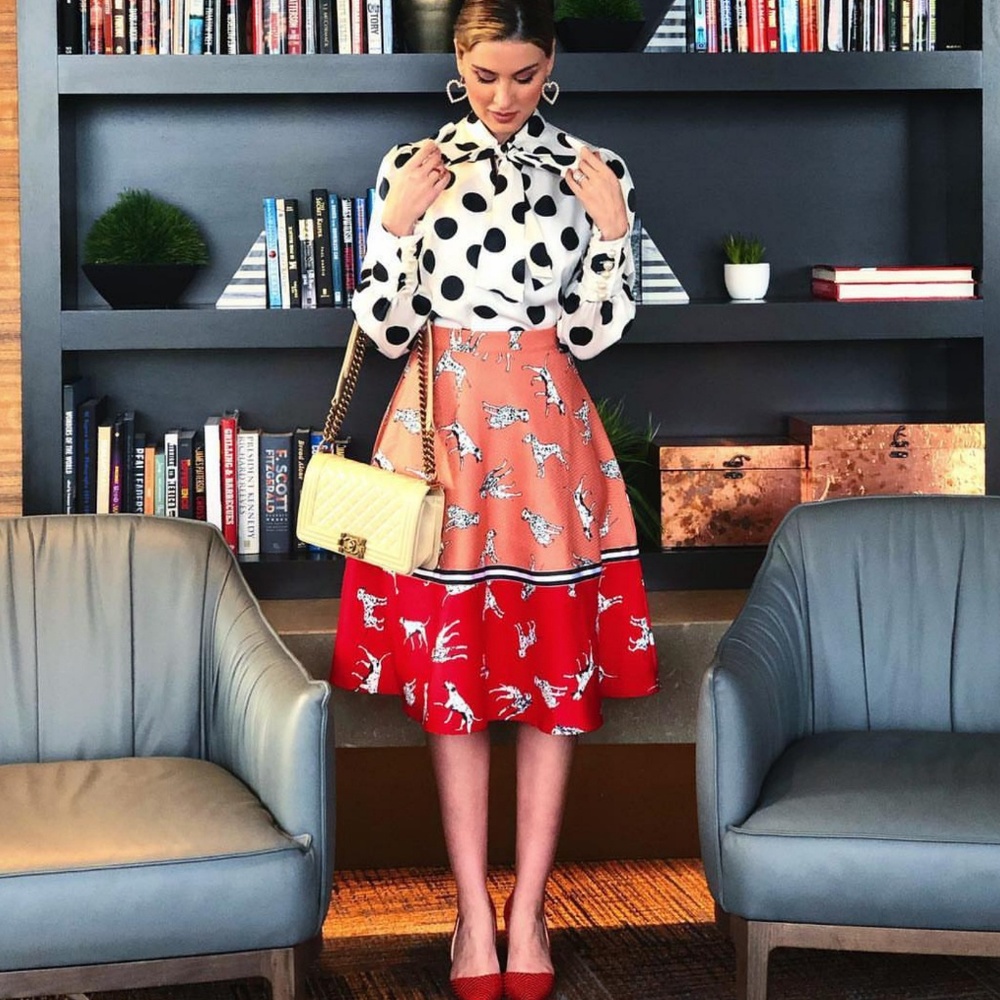 NWT, Anthropologie, Hutch Dalmation Dog Color Block Skirt, 00